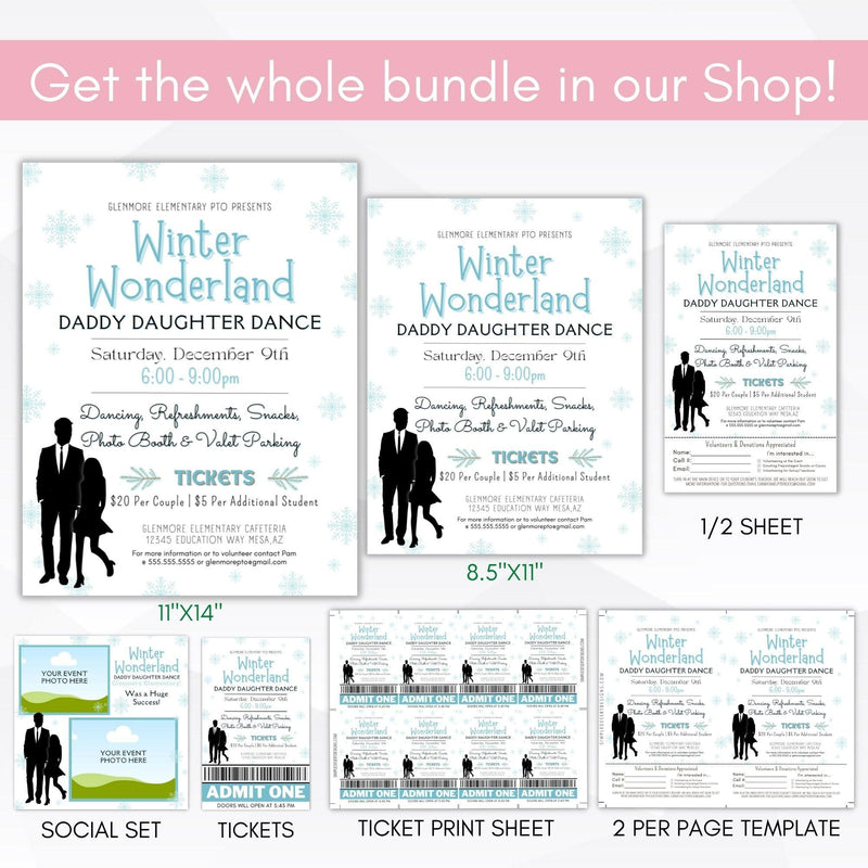Winter Wonderland Daddy Daughter Dance Flyer SET - Simple Desert Designs