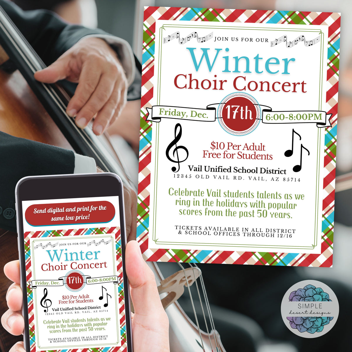 Winter Concert Flyer Template - Simple Desert Designs