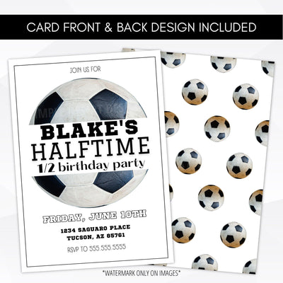 soccer half birthday invitations