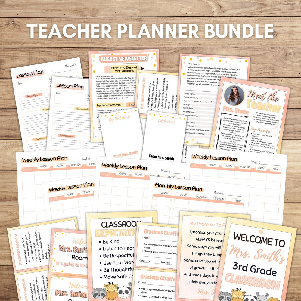 Editable Sunset Teacher Planner Bundle - Simple Desert Designs