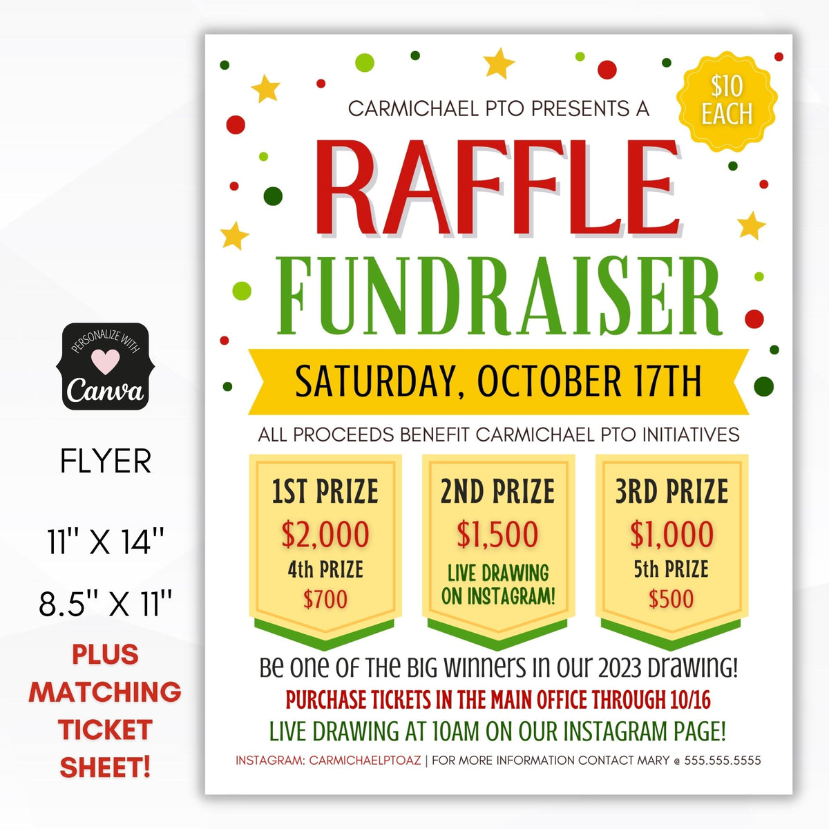 Editable Raffle Flyer Template for Fundraisers - Simple Desert Designs