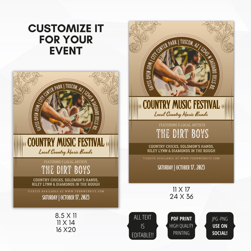 country music festival poster templates