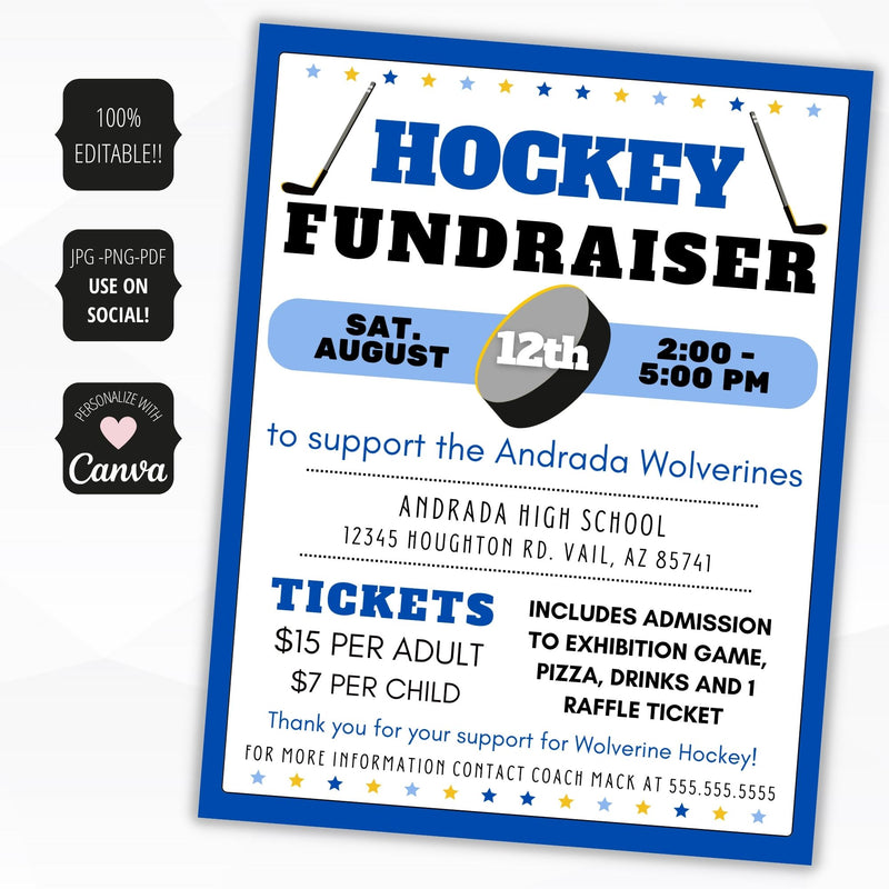 ice hockey fundraiser flyer