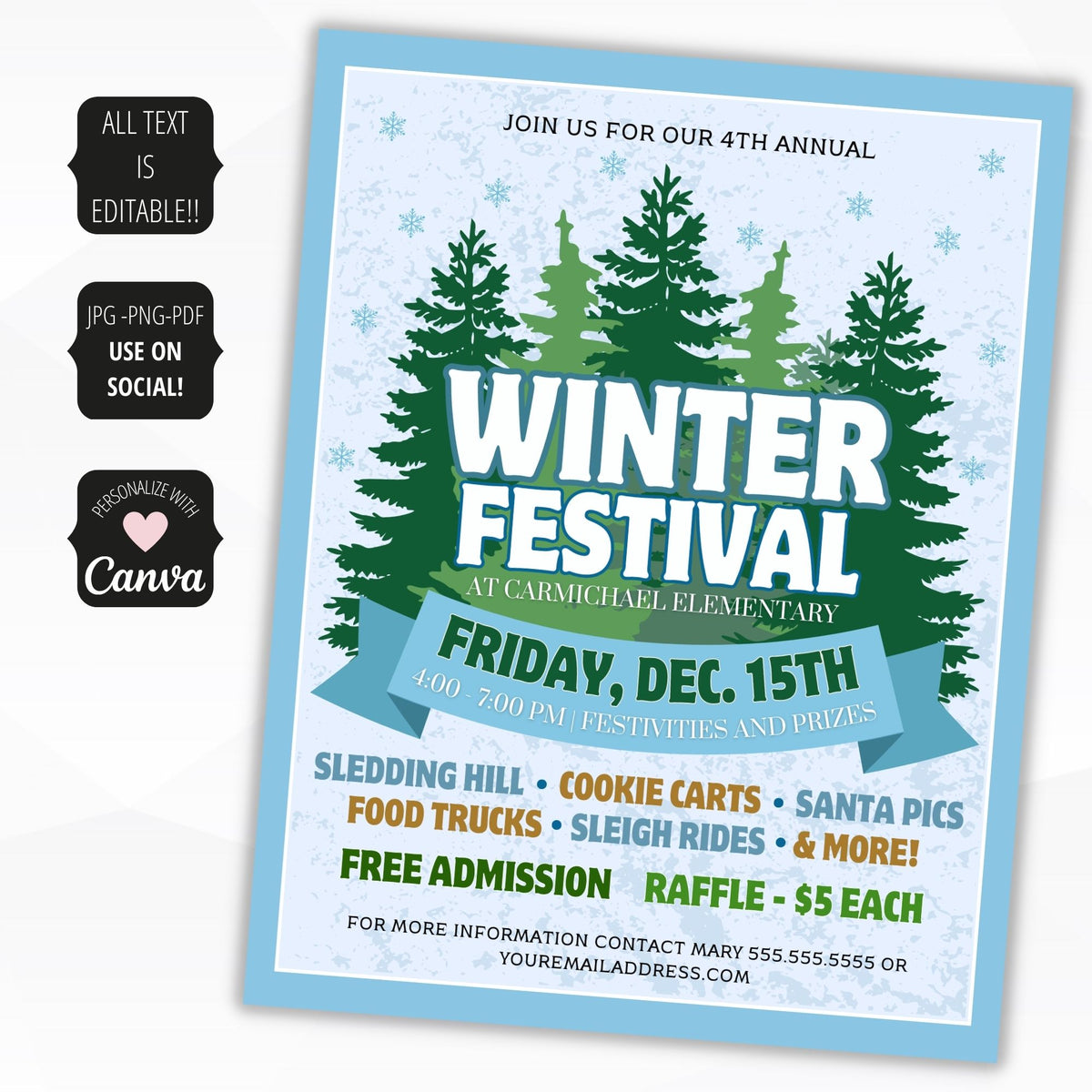Winter Festival Flyer Poster Template - Simple Desert Designs