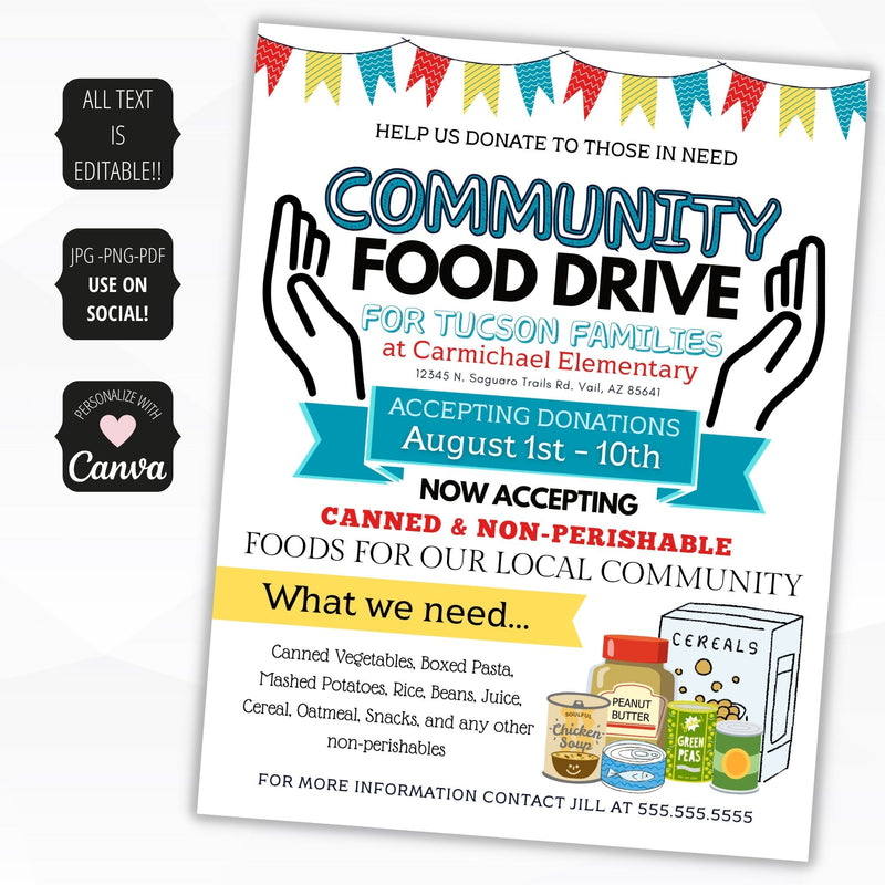 Community Food Sign Community Food Drive Poster – Simple Desert Designs