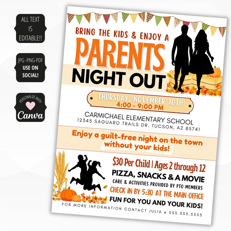 parents night out flyer