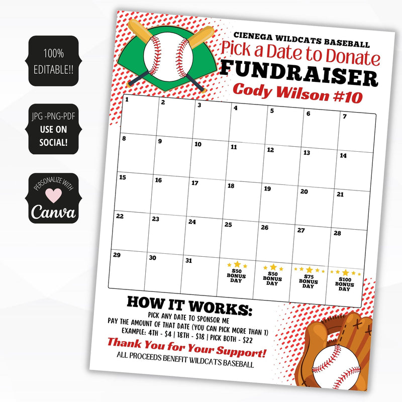 baseball pick a date to donate