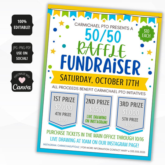 Simple Raffle Flyer 50 50 Raffle Flyer Set | Simple Desert Designs