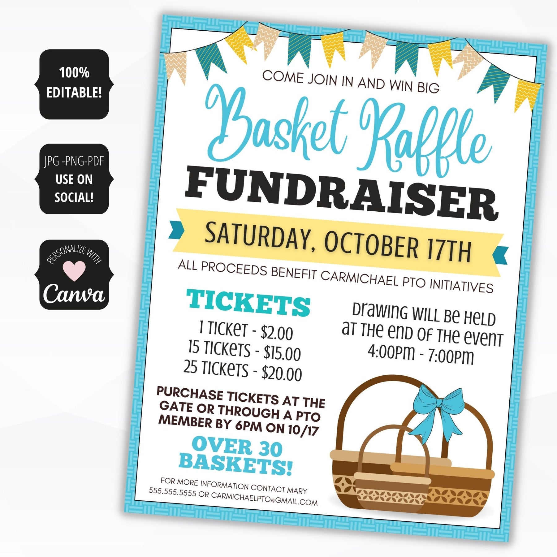 Fancy Raffle Flyer Basket Raffle Flyer Set – Simple Desert Designs