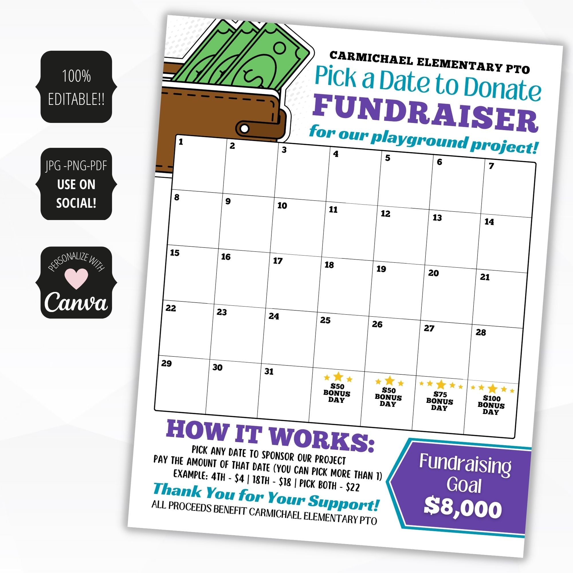 pick a date to donate calendar template free
