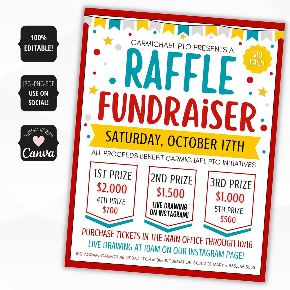 Editable Raffle Flyer, Poster & Ticket Set - Simple Desert Designs