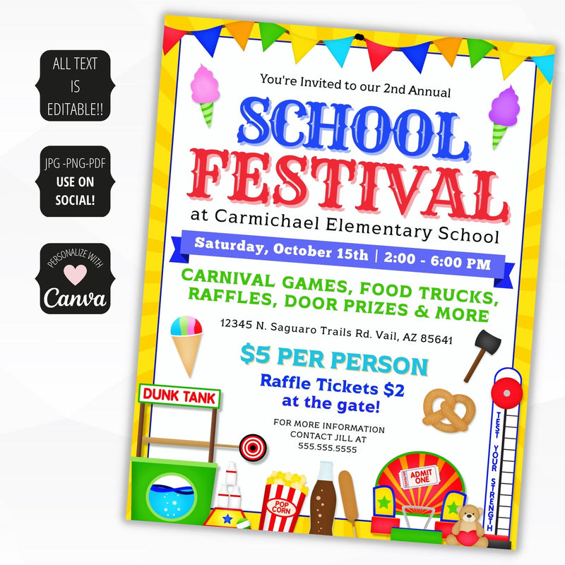 School Fest Vector School Carnival Poster Design