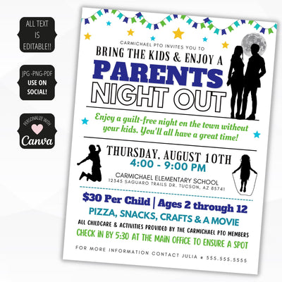 parents night out flyer