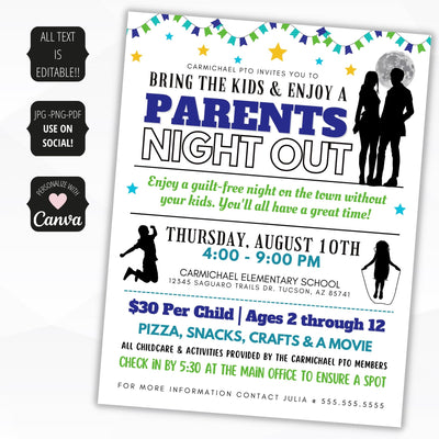 parents night out flyer