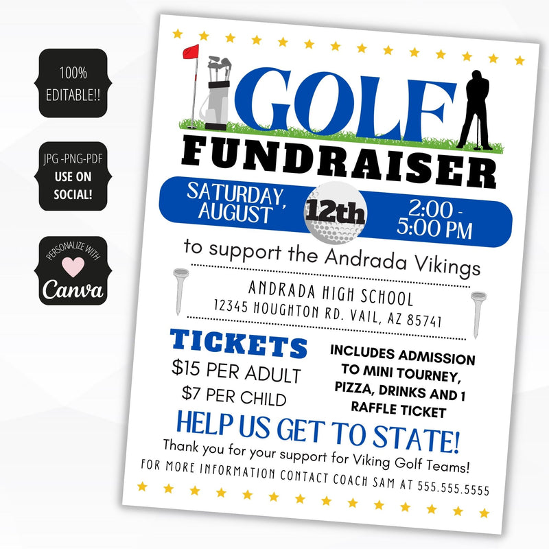 Customizable Golf Fundraiser Flyer – Simple Desert Designs