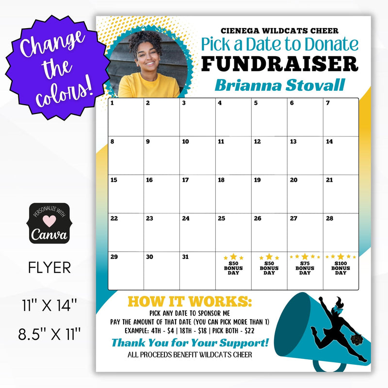 Cheer Calendar Fundraiser Set Simple Desert Designs