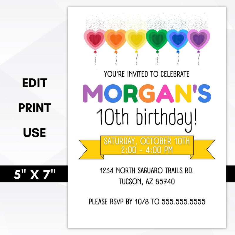 balloon birthday party invitation