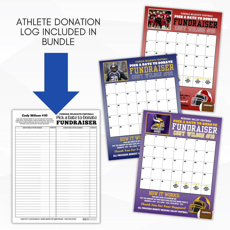 football fundraiser calendar template