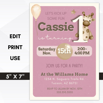 girls first birthday invitation