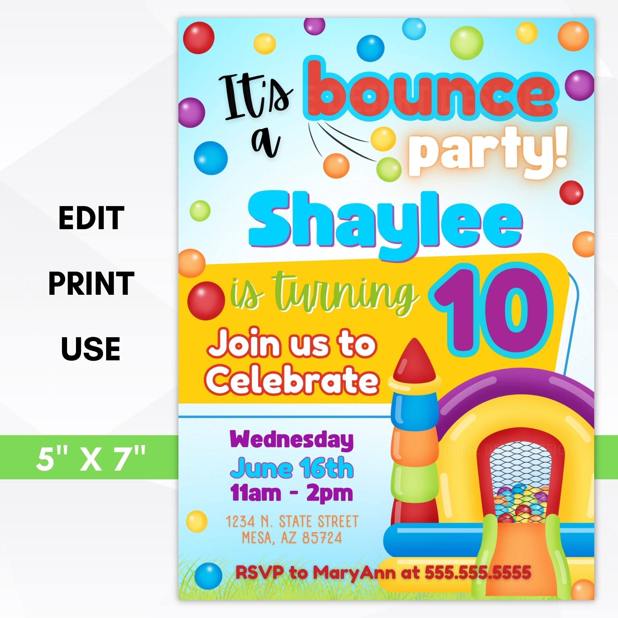 bounce house party invite