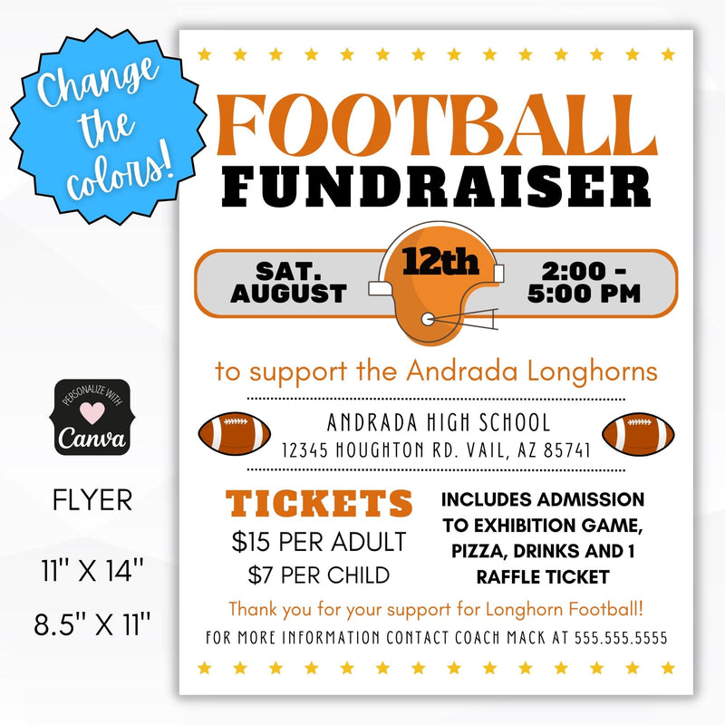 Fall Football Raffle Football Team Fundraiser Flyer – Simple Desert Designs
