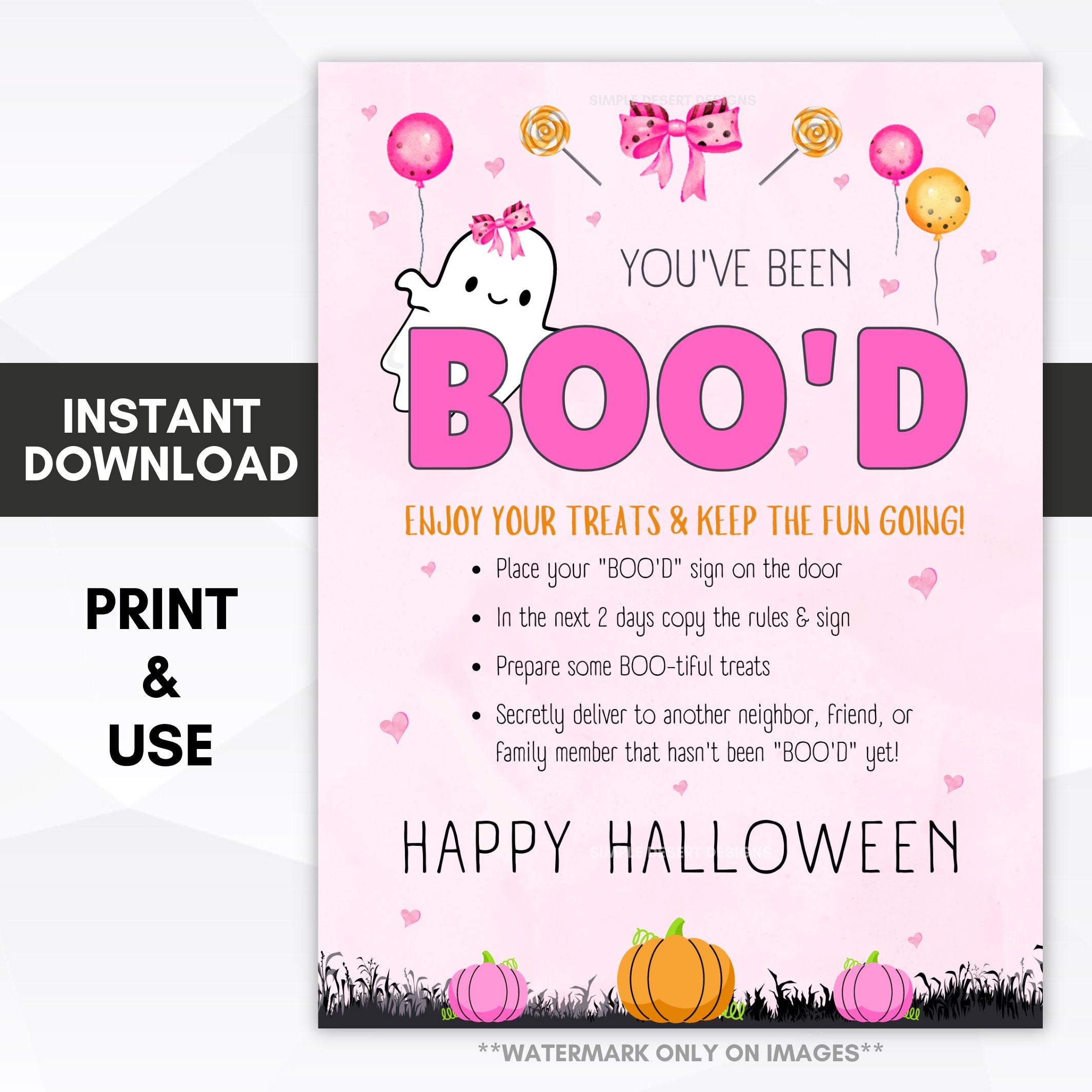 Pink Boo Printable Pink Youve Been Bood Set – Simple Desert Designs