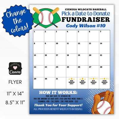 baseball calendar fundraiser