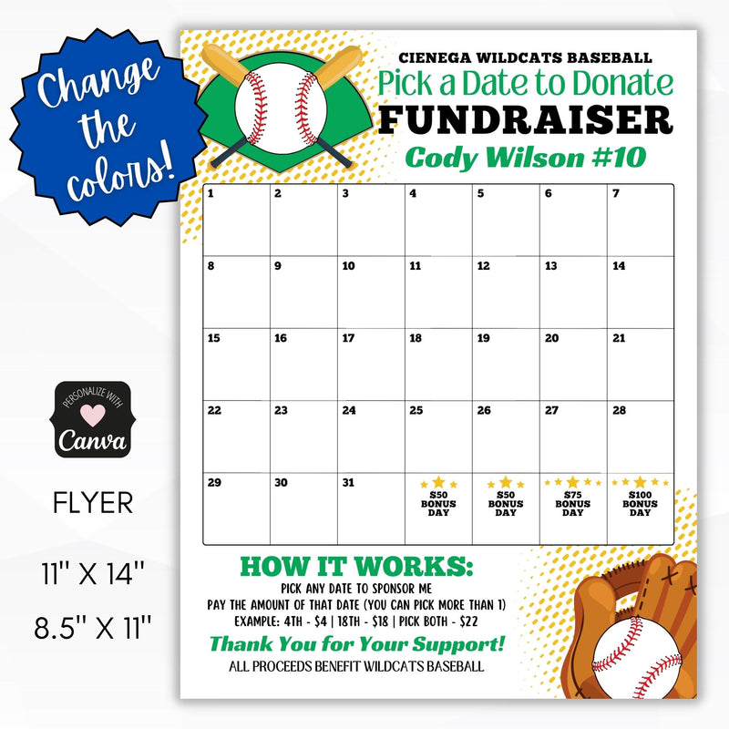 baseball calendar fundraiser