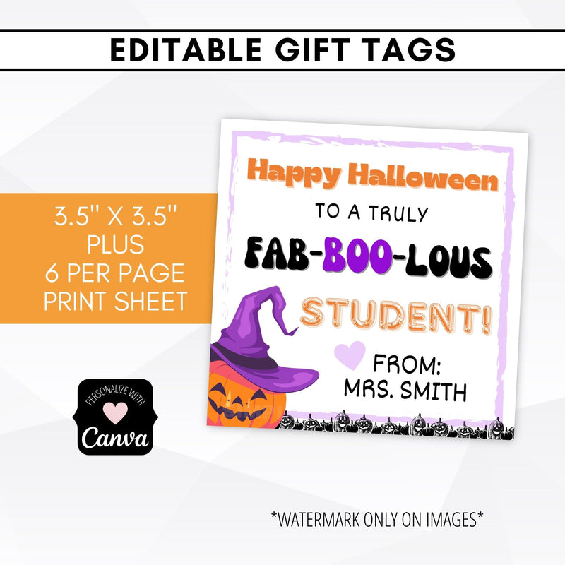 halloween gift tags for students