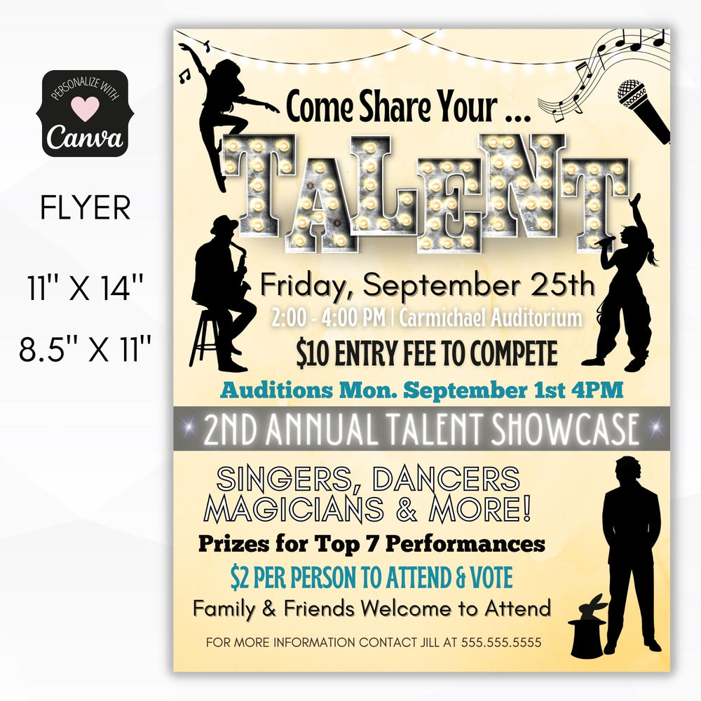 School Talent Show Flyer Template - Simple Desert Designs