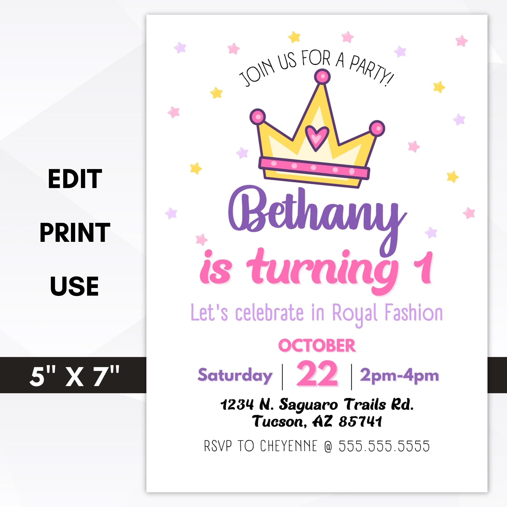 birthday invitation princess