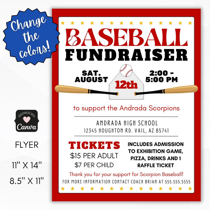 Baseball Fundraising Flyer – Simple Desert Designs