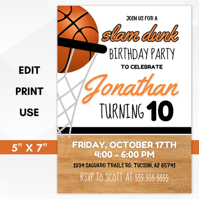 basketball birthday invite
