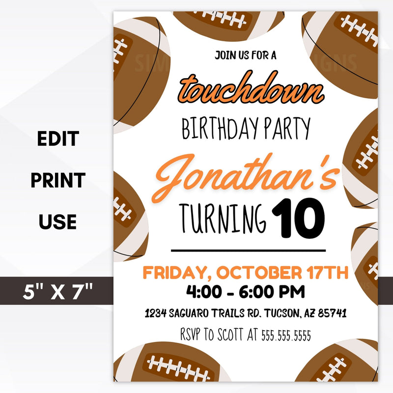 football birthday party invite
