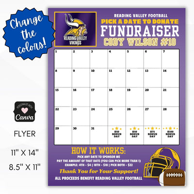 football calendar fundraiser