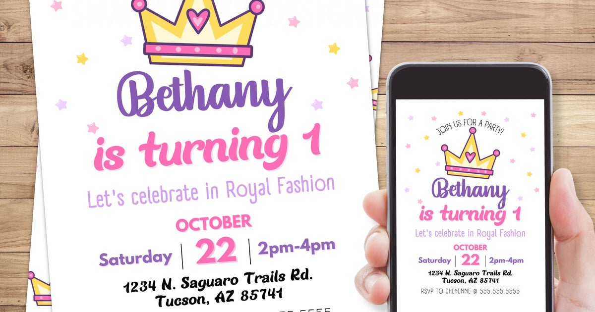 princess crown invitation template
