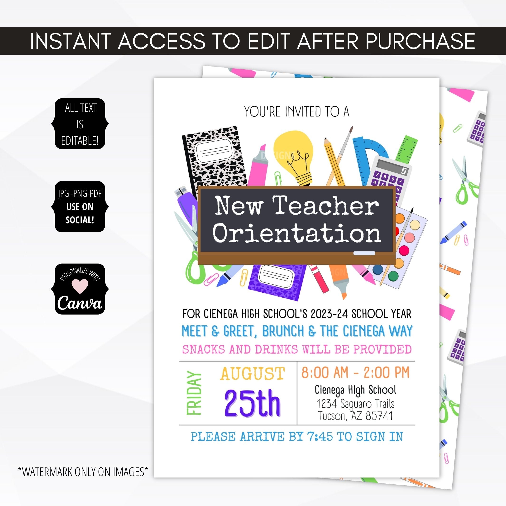 teacher back to school party invite