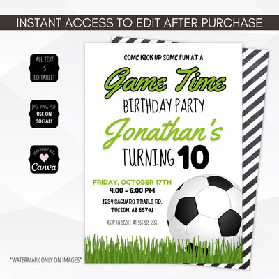 downloadable free printable soccer birthday party invitations