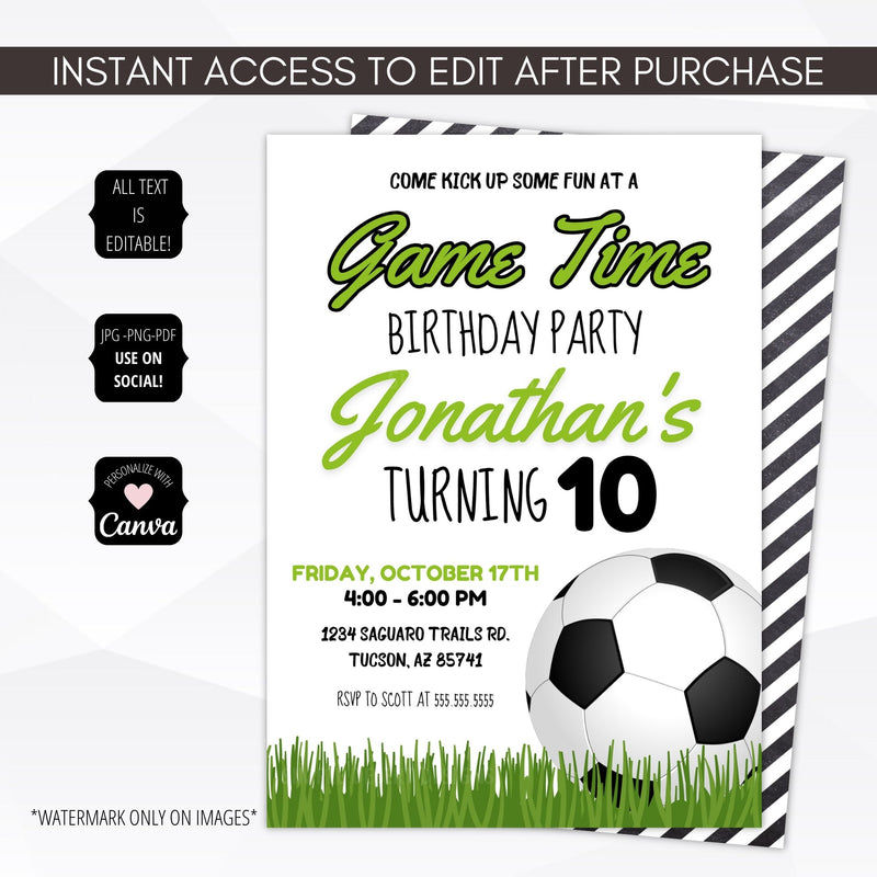 downloadable free printable soccer birthday party invitations