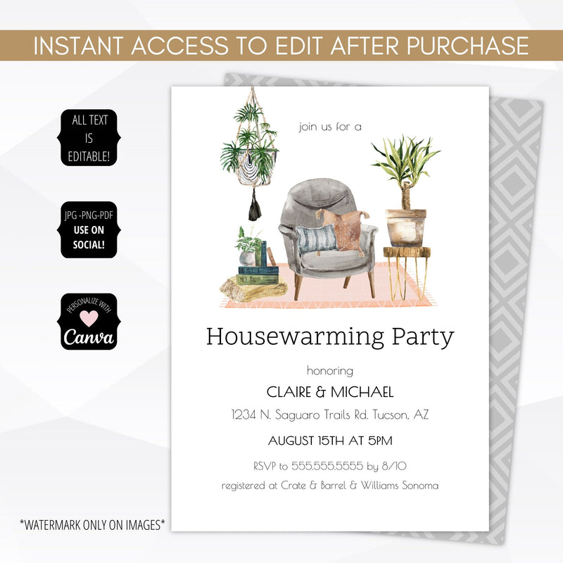 Editable Housewarming Invitation Cards