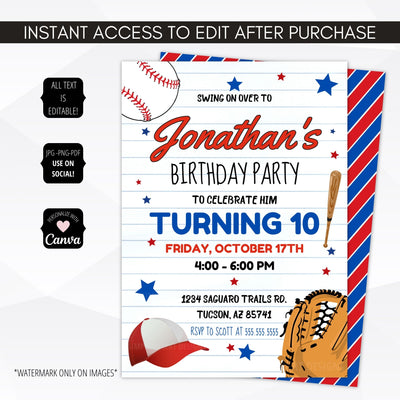 baseball party invite