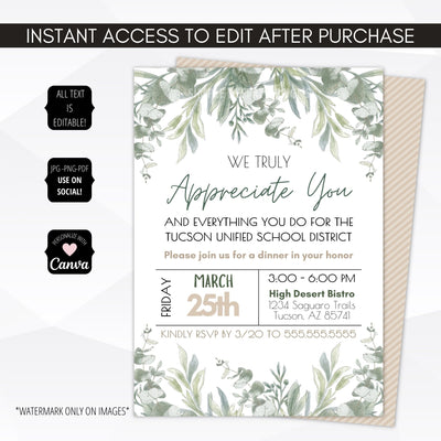 botanical dinner party invitation