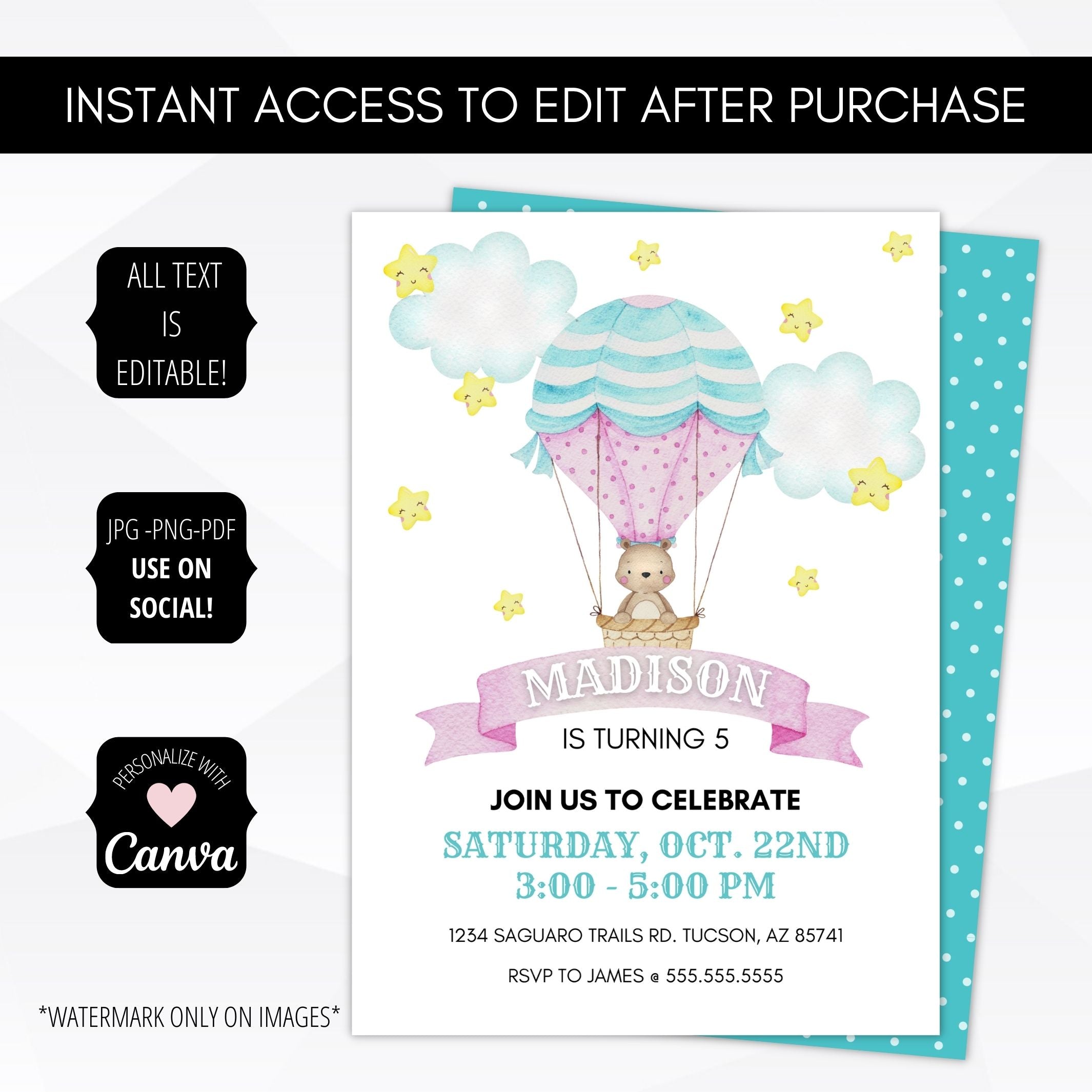 balloon birthday party invite