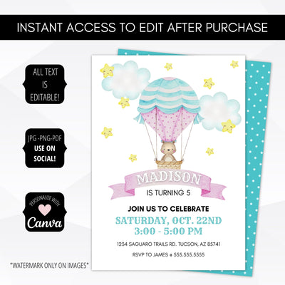 balloon birthday party invite