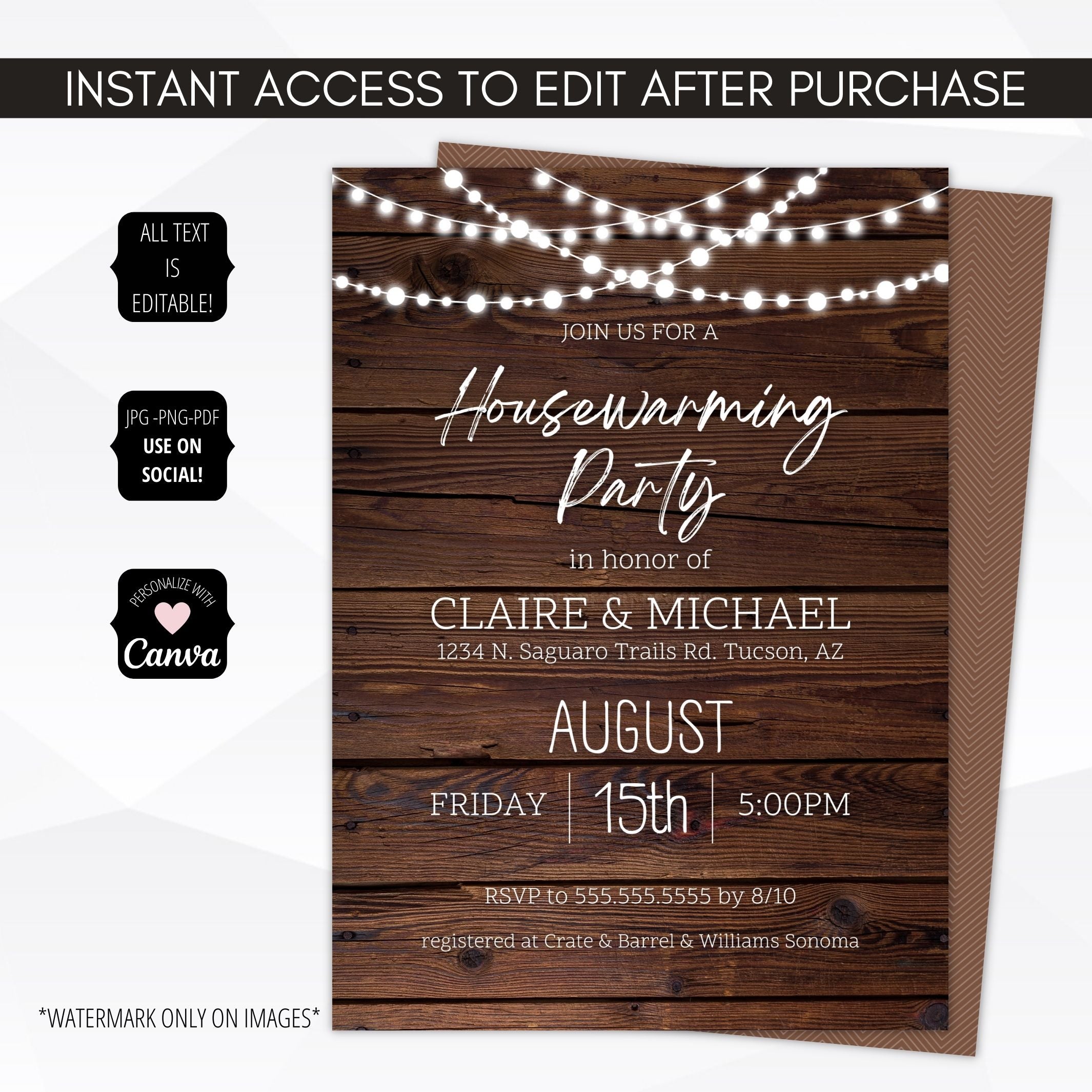rustic housewarming invite