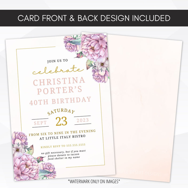 floral birthday party invites