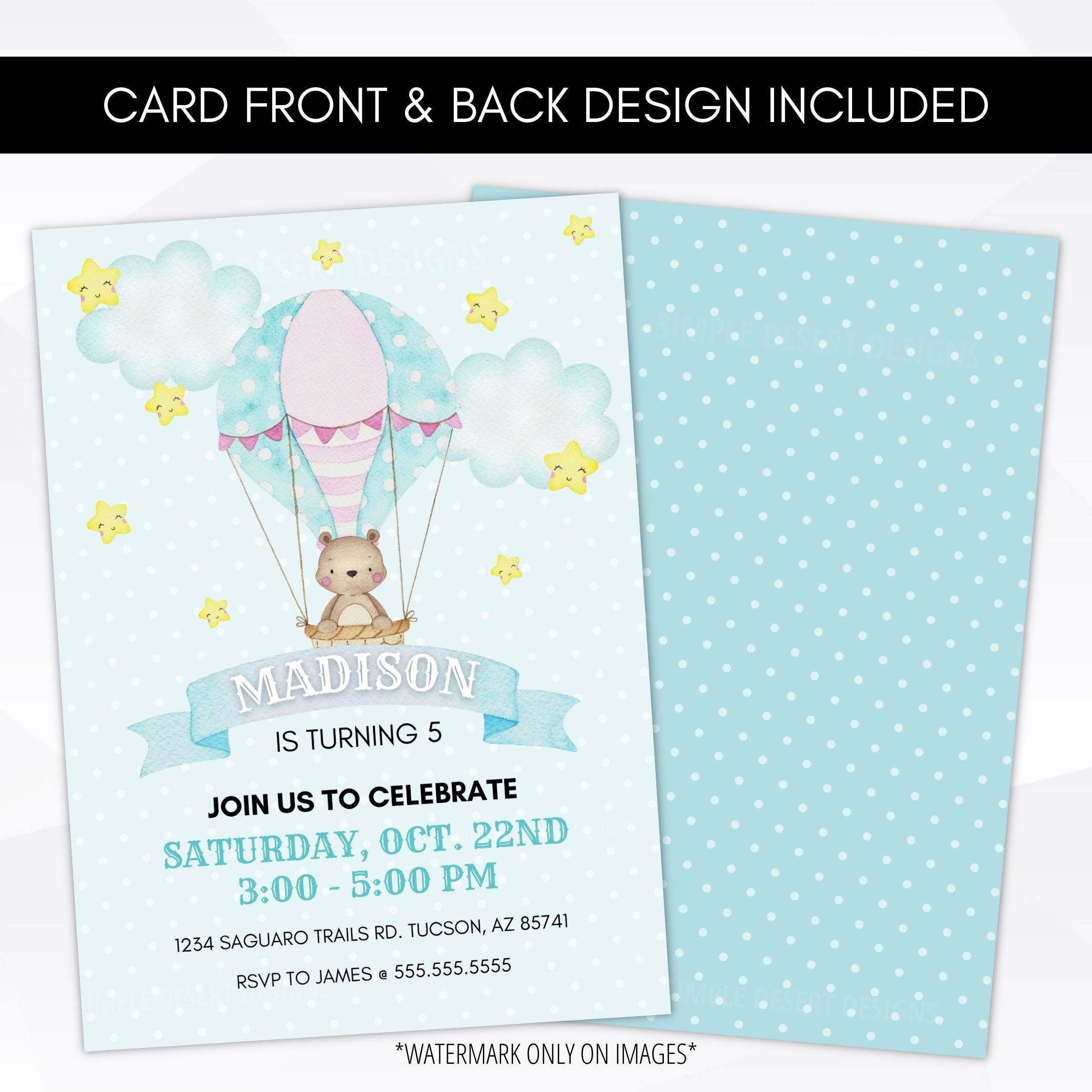 teddy bear birthday party invitation
