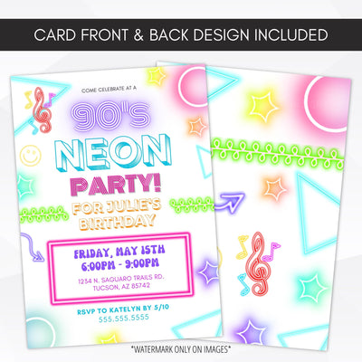 neon party invitatons