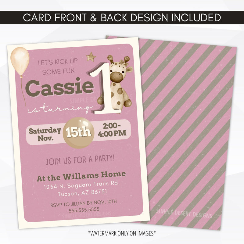 1st birthday party invite for girls