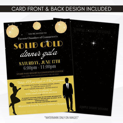 black and gold party invitation